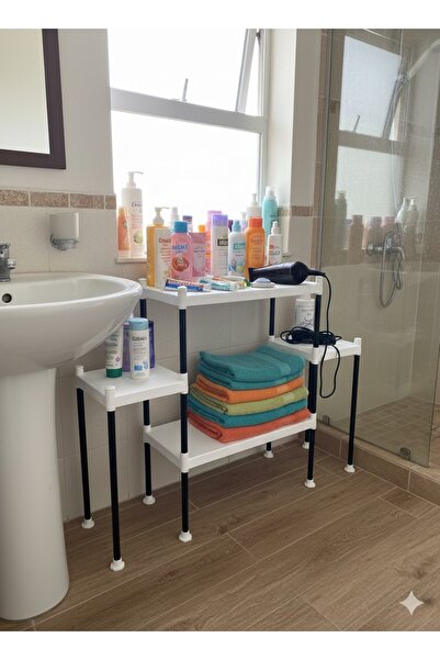 Lider Tunç TUNİVA NİVA Banyo Köşe Rafı 4 Bölmeli Modern Havlu Ve Deterjanlık ...