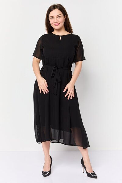 freesoul Women Solid Midi Dress, Black