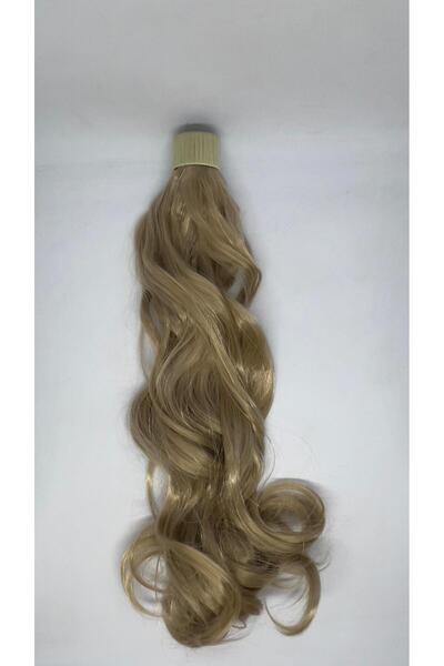 Trendpostiş Küllü Sarı Dalgalı At Kuyruğu Cıtçıtlı Saç Postiş 60 Cm Isıya Day...