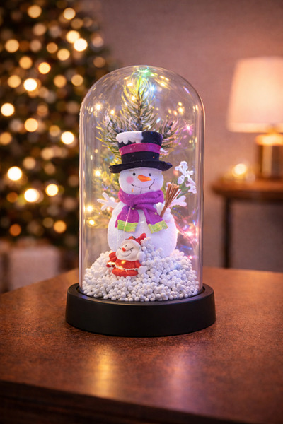 hediyeconcepti Cam Fanus İçinde Renkli LED Işıklı Yılbaşı Figürü – Noel Baba ...