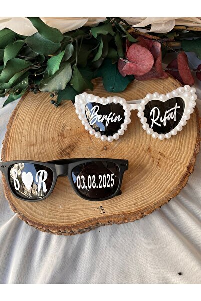 cev den store Bride and Groom Glasses - Bride Glasses with Pearls