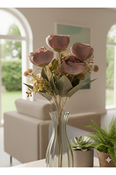 BUKET X Kiremit Kahve Şakayık Gülü 27 cm