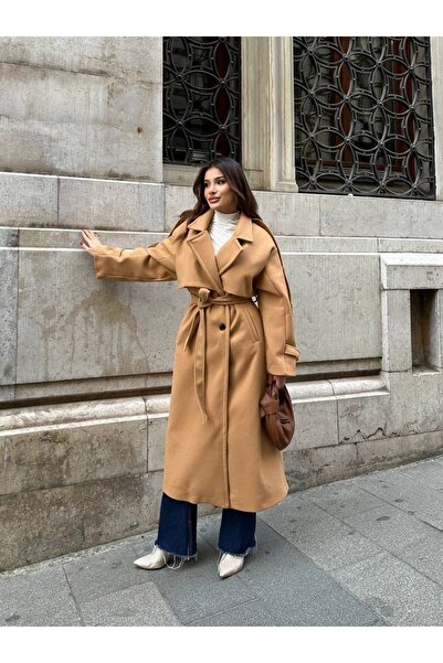 manana fashion Παλτό με μακριά ζώνη και λεπτομέρεια με κουμπιά, ειδικού σχεδι...