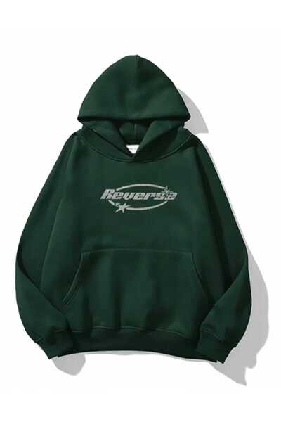 COHERENT Unisex Erkek/Kadın REVERSE Renkli TAŞ BASKILI Pamuklu Oversize Kapüş...