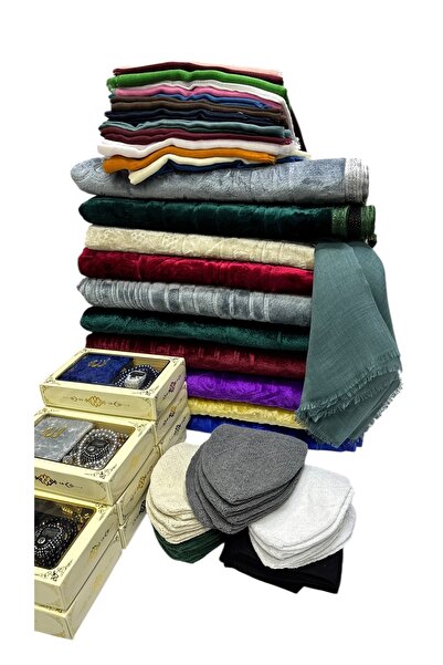 Muensu 10lu Hac Umre Malzemesi, Hac Malzemesi Seti, Seccade Takke, Eşarp, Yasin