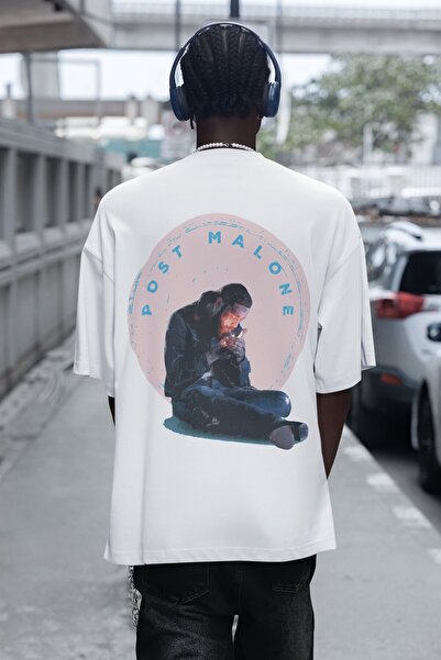 SEVBANO Μπλουζάκι Unisex Oversize με στάμπα Post Malone Rapper στην πλάτη