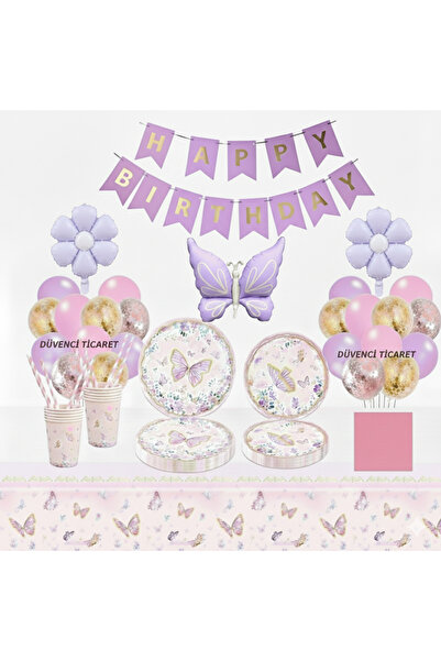ÇITIPITISTORE Kelebek temalı doğum günü parti seti