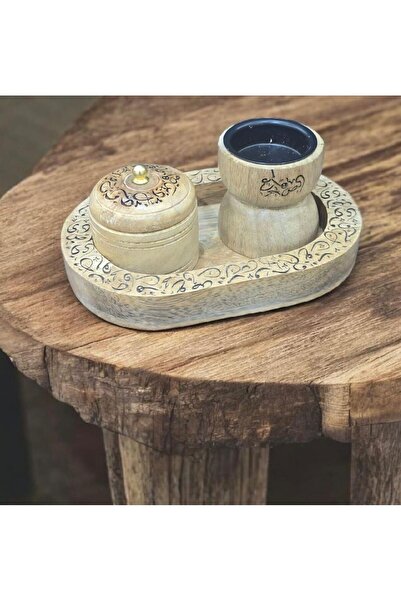 South house Engraved wooden incense burner set, 20*10 cm