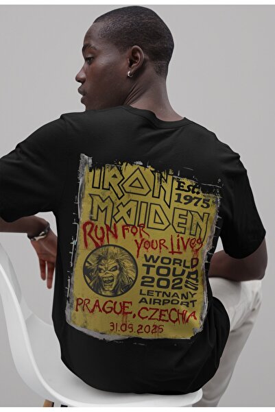 SEVBANO Μπλουζάκι Iron Maiden με στάμπα στην πλάτη, Unisex, Oversize, με σχέδ...