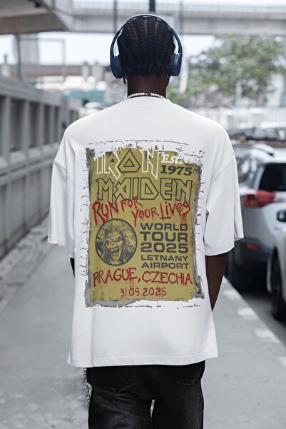 SEVBANO Μπλουζάκι Iron Maiden με στάμπα στην πλάτη, Unisex, Oversize, με σχέδ...