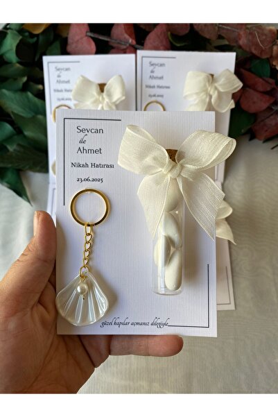 cev den store 20 Adet Nikah Hediyeliği Anahtarlık Ve Badem Şekeri Set 10 Adet