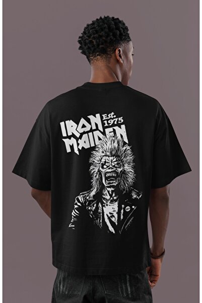SEVBANO Tricou Iron Maiden 1975 Rock Metal cu imprimeu pe spate, unisex, supr...