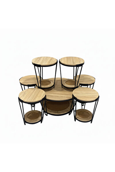 Generic Premium 7-Piece Wooden Floor Service Table Set – Modern & Functional ...