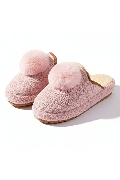 TopukkTrend Kadın Peluş Ev Terliği Kaydırmaz Sessiz Taban Kışlık Rahat Ponpon...