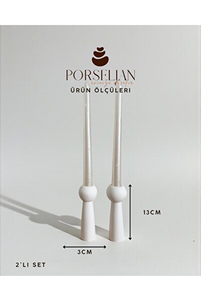 Porselian 2'li Set Dekoratif Minimalist Tasarım Mumluk Şamdan Seti - Modern Beton Ev Aksesuarı