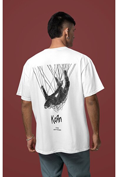 SEVBANO Tricou unisex supradimensionat cu imprimeu pe spate Korn The Nothing,...