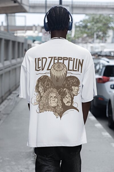SEVBANO Tricou Led Zeppelin Rock Metal cu imprimeu pe spate, unisex, supradim...