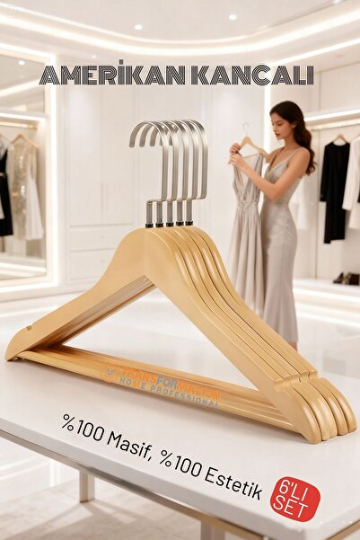 Transformacion LasVegas Дерев'яні вішалки для одягу - набір з 6 штук, розкішн...