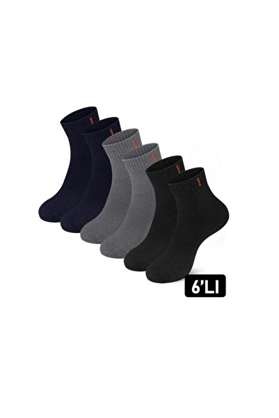 TERMAL 6 li kislik yarim Havlu Corap patik lacivert-gri-siyah