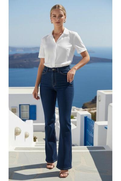 ByCukurovaFrango Women's Navy Blue Stretch Fabric Stretchy Stretch Fabric Hig...