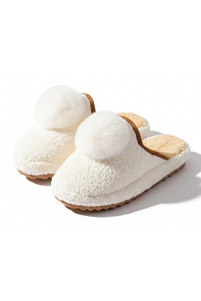 TopukkTrend Kadın Peluş Ev Terliği Kaydırmaz Sessiz Taban Kışlık Rahat Ponpon...