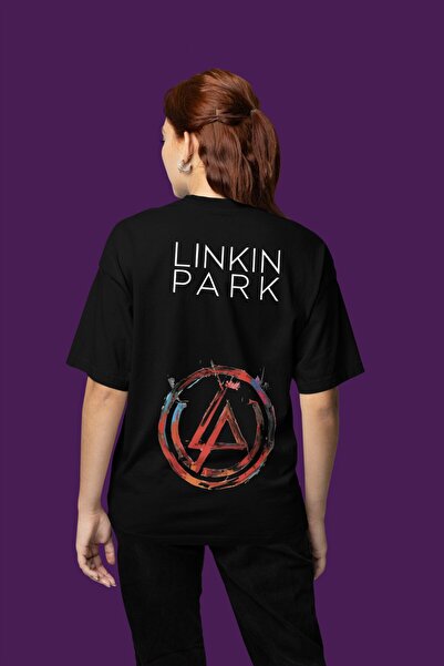 SEVBANO تي شيرت لينكين بارك مطبوع للجنسين قصة فضفاضة لفرقة الموسيقى