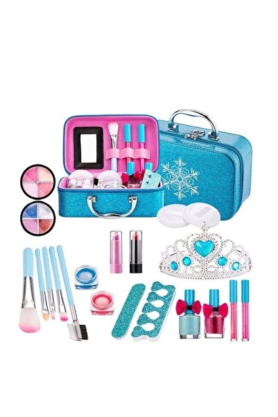 Premium حقيبة زينة لامعة باللون الأزرق السماوي للبنات بتصميم ندفة الثلج ومقبض...