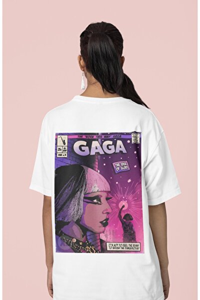 SEVBANO Σχεδιασμός Lady Gaga με στάμπα στην πλάτη, Unisex Oversize T-shirt τρ...