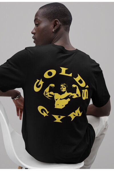 SEVBANO تي شيرت Gold's Gym Arnold Back مطبوع للجنسين قصة فضفاضة لكمال الأجسام...