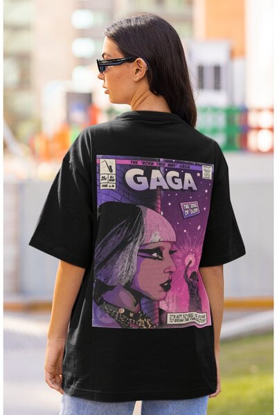 SEVBANO Σχεδιασμός Lady Gaga με στάμπα στην πλάτη, Unisex Oversize T-shirt τρ...