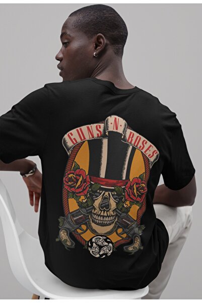 SEVBANO Guns N' Roses Music Band Back Printed Unisex Oversized Rock Metal T-S...