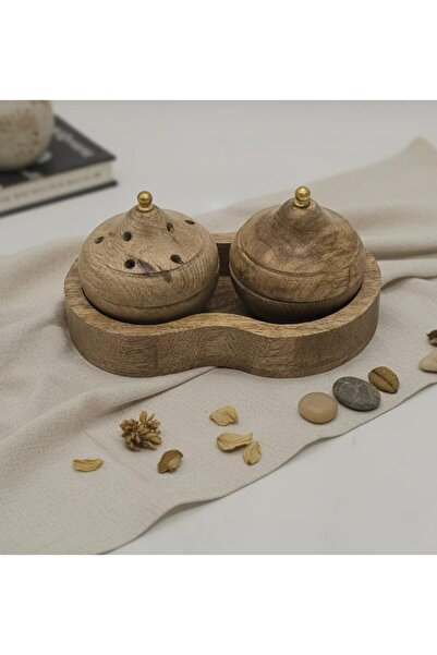 South house Engraved wooden incense burner set, dimensions 20*10 cm