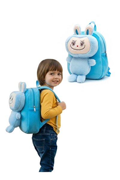 Premium حقيبة ظهر لابوبو بلو باني ثلاثية الأبعاد للأطفال، مصنوعة من القطيفة ا...