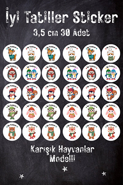 Burak Baskı Tasarım Srećni praznici, naljepnica sa temom životinja, 30 komada...