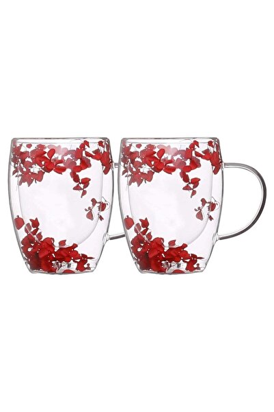 Generic أكواب قهوة مزدوجة الجدران سعة 350 مل - أكواب زجاجية من البوروسيليكات ...