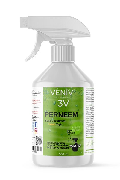 VENİV 3V Perneem 500 ml - %100 Organik Neem Yağı Böcek Kovucu - Beyaz Sinek, ...