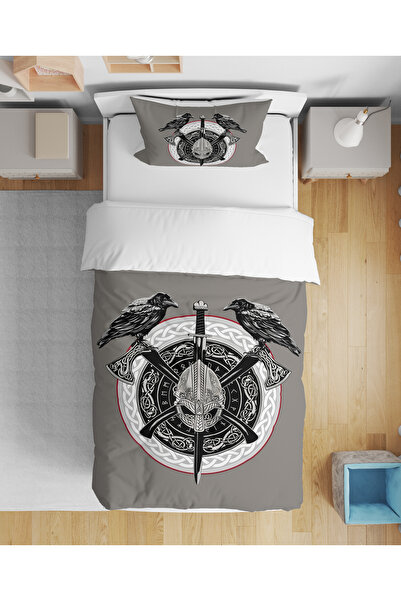 Erays Home Viking Shield Themed 3D Digital Printed Single Person Youth Duvet ...