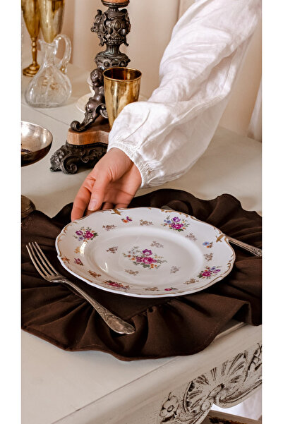 MBcostumevent 2 li Kahverengi su ve leke itici kumaş yuvarlak fırfırlı modern...