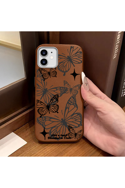 Hontinga iPhone 11 Compatible Phone Case Leather Texture Anti Fall Soft Silic...