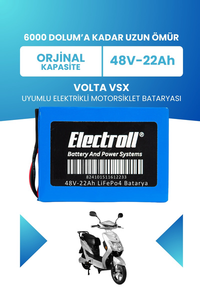 ELECTROLL Volta Vsx Uyumlu Batarya (Standart Kapasite) LiFePO4 48V 22Ah Elekt...