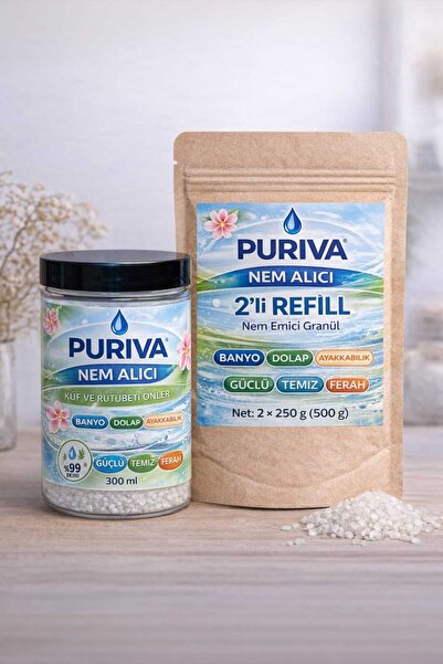 Nem Alıcı Refill Kavonoz + 2’li Paket – Nem Emici Granül