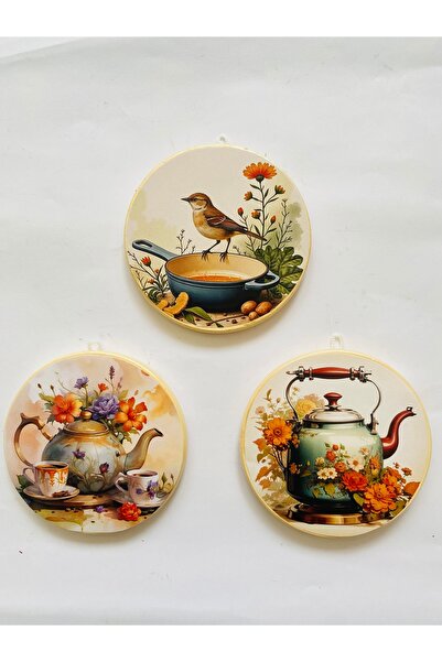 ZeyMin Art Mutfak Temalı 3lü Duvar Süsü 11 cm