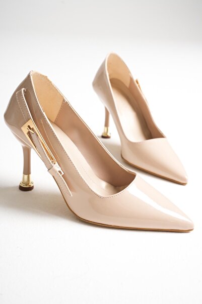 minnose Gold Yüzük Ve Toka Detaylı İnce Topuklu Zarif Şık Stiletto Ayakkabı 9...