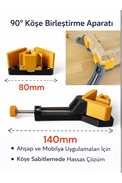 EVORADECO 90° Köşe Birleştirme Aparatı – Marangoz ve Mobilya İçin Köşe Sabitl...