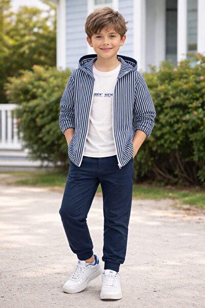 Minigimin Cicileri Set sport pentru băieți din 3 piese, cu dungi, țesut, pent...