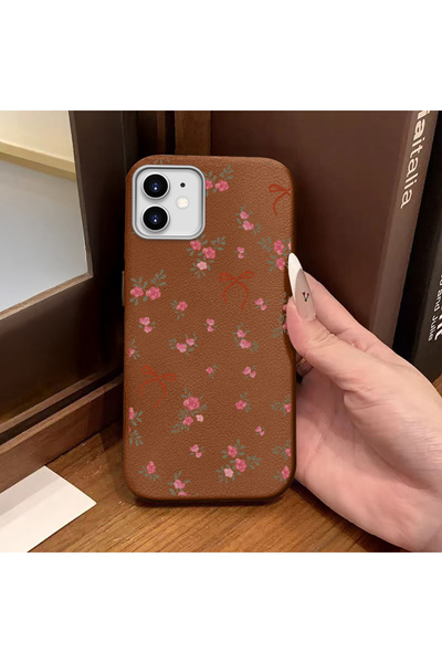 Hontinga iPhone 12 Compatible Phone Case Leather Texture Anti Fall Soft Silic...