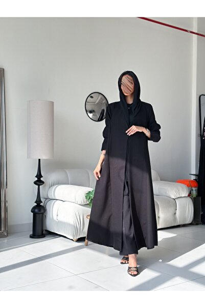 FR ABAYA LINE Black blazer abaya with embellishments