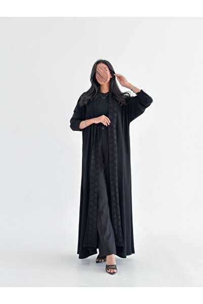 FR ABAYA LINE عباية نص كلوش بتطريز اسود