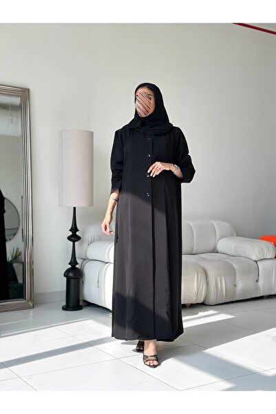 FR ABAYA LINE Black blazer abaya with buttons