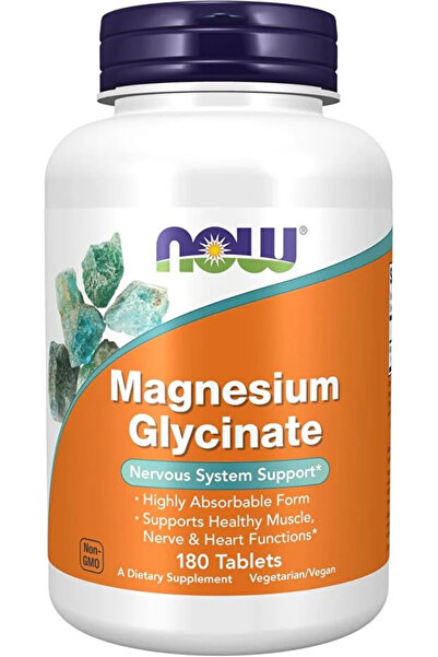 Now Foods أقراص جليسينات المغنيسيوم عالية الامتصاص من فودز، 180 قرصًا